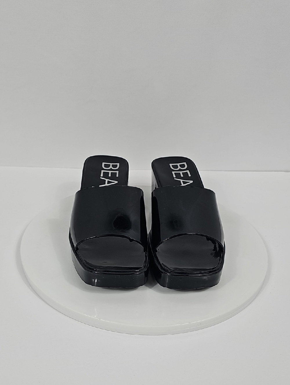 NIB Beach By Matisse Wade Platform Slide Sandals Block Heel Square Toe Black 7 - Picture 3 of 15